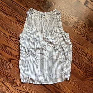 Blue striped smocked shell